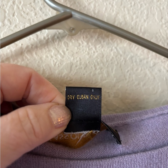 Classiques Entier Lavender Boatneck Knit 100% Cashmere Sweater 3/4 Sleeves M - Picture 4 of 7